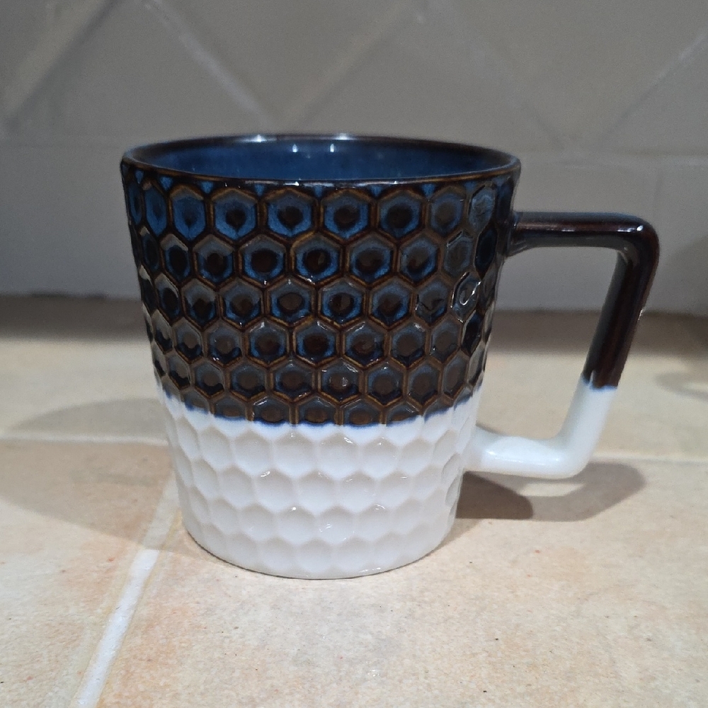 Starbucks Anniversary 2017 Honeycomb Blue Brown and White Mug